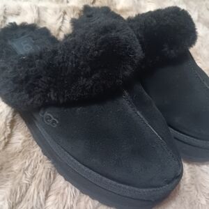 UGG Black Shearling Slippers
